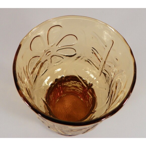 Libbey COUNTRY GARDEN Daisy Pattern Amber Glass Cooler Tumbler (s) LOT OF 3 - Picture 8 of 8